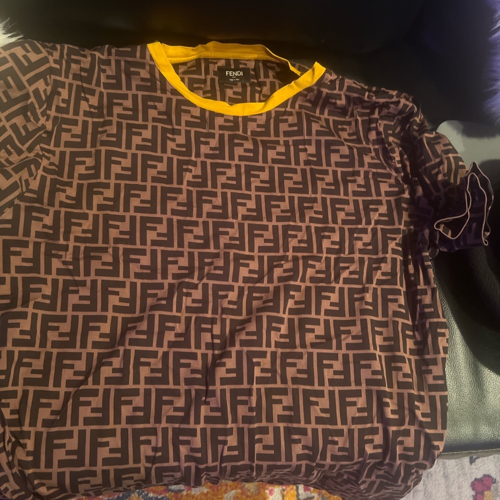 Tシャツ・カットソー FENDI Men T Shirts FW1307ATEE Brown Fendi FF Monogram Printed T-shirt Brown/White Men's - SS21 - US